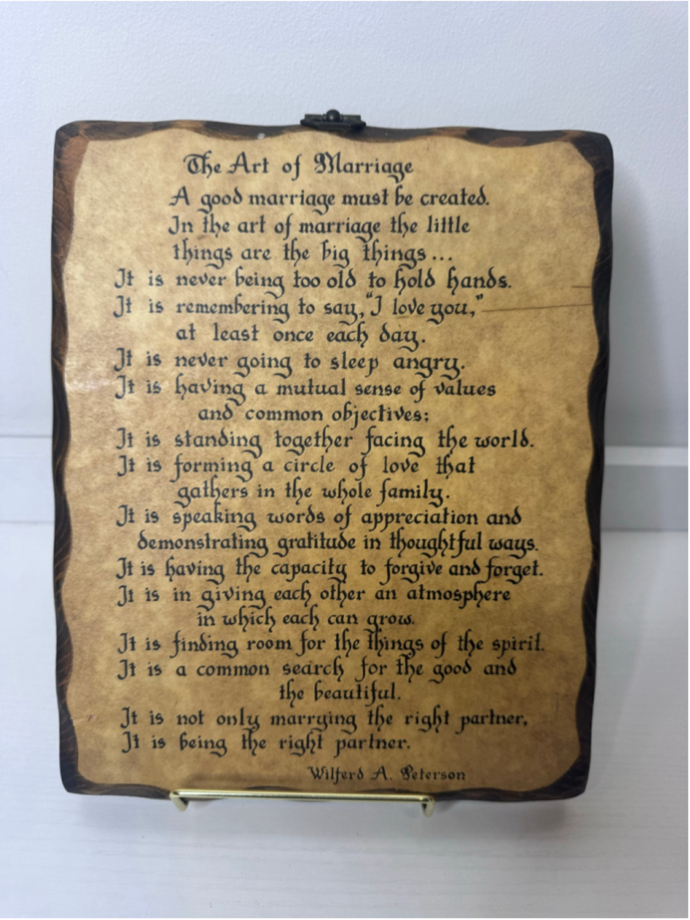 The Art of Marriage Poem Wooden Vintage Wall Decor Plaque